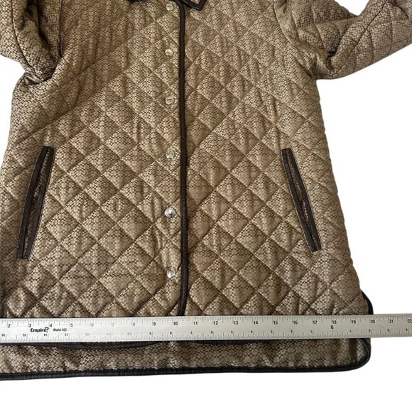 Coach Vintage Quilted Jacket Brown Monogram Logo Print Snap Front XS Womens - Picture 10 of 12